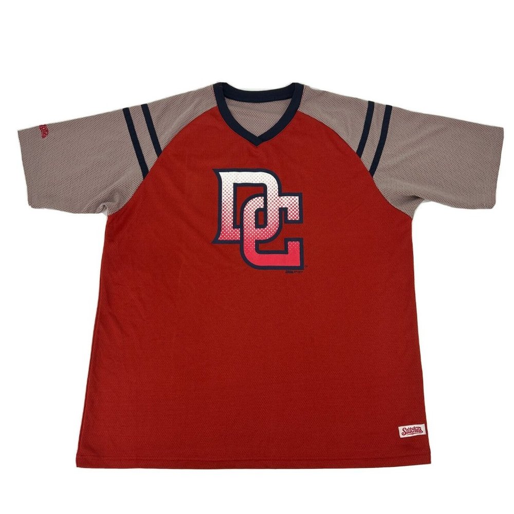 Washington Nationals Stitches‎ Shirt Mens XL Red Gray Short Sleeve Crew Neck MLB
